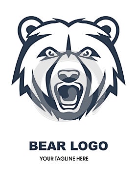 Bear logo line icons. Wild animal brand label. Grizzly vector illustration