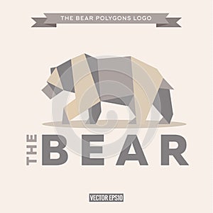 Bear logo origami with effects polygon and flat