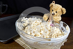 Bear Making Puffed Rice Cereal Treats