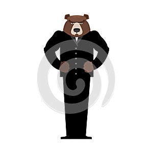 Bear Manager businessman in suit. Wild animal people. Forest predator in human clothes