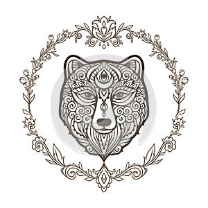 Bear mandala. Animal Vector illustration