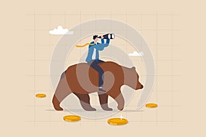 Bear market investment, looking for profit in market fall, crypto or stock trading strategy in bearish market, analyze or forecast