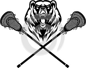 Bear Mascot and Lacrosse Stick
