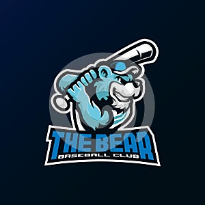 Bear mascot logo design vector with modern illustration concept style for badge, emblem and t shirt printing. Baseball bear