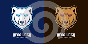 Bear Mascot Minimalist Logo Vector For Sport and Business 2 color theme