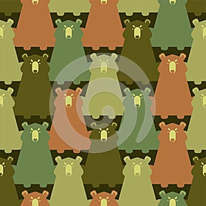 Bear military texture. Wild predator army pattern. Soldier protective background. War hunter camouflage ornament. Vector