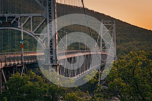 Bear Mountain Bridge at sunset, in the Hudson Valley, New York