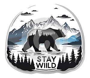 Bear and mountain emblem