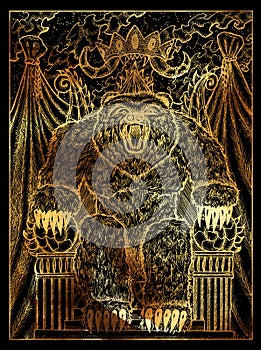 Bear. Mystic wiccan concept for Lenormand oracle tarot card.