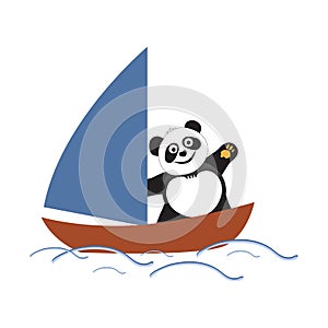 Bear panda athlete sailing in summer competitions