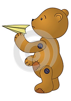 Bear with paper plane