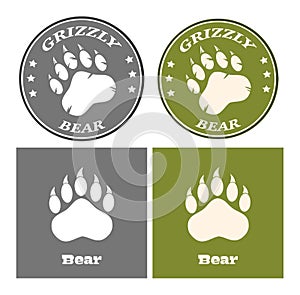 Bear Paw Print Circle Logo Design Concept. Collection