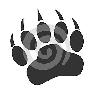 Bear paw print icon on white background. bear claw print sign. animal paw symbol. flat style