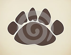 Bear paw print sketchy illustration. Five-finger animal paw print. Digital illustration based on render by neural photo