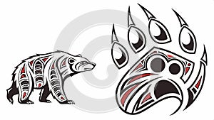 Bear paw and bear vector design, wildlife and nature inspired art. vector design Generative AI photo