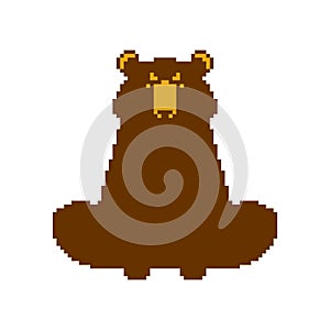 Bear pixel art. Beast 8 bit. Vector illustration