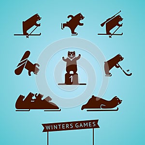 Bear playing winters games photo