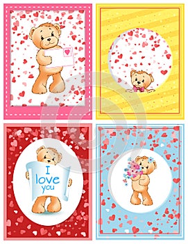 Bear Plush Toy with Love Letter Valentines Holiday