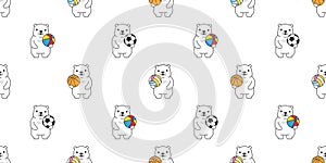 bear polar seamless pattern sport football soccer beach ball basketball volleyball teddy cartoon vector