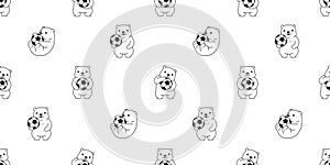 bear polar seamless pattern sport football soccer teddy doodle cartoon vector