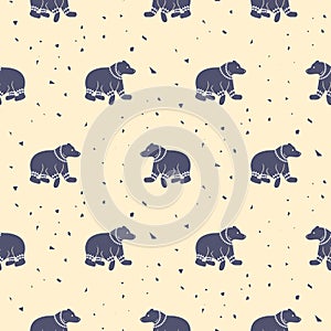 Bear purple and pastel pink tribal seamless vector patterns.