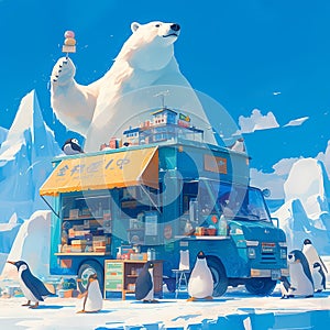 Bear\'s Chill Vendor: Arctic Fun with Penguins & Ice Cream!