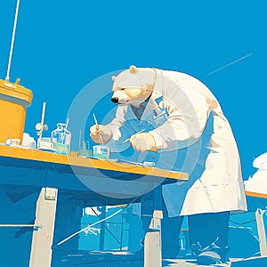 Ein bär wissenschaftler auf der kreativ Labor illustrationen 