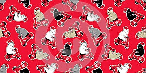 Bear seamless pattern christmas polar bear santa claus vector riding bike cartoon motorcycle doodle tile wallpaper repeat backgrou