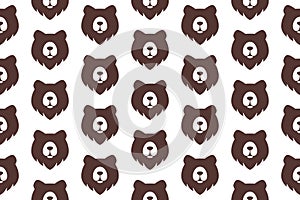 Bear Seamless Pattern Design. Vector Pattern Template. Repeating geometric pattern illustration of a bear head symbol as an organi