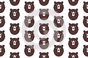 Bear Seamless Pattern Design. Vector Pattern Template. Repeating geometric pattern illustration of a bear head symbol as an organi