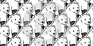 Bear seamless pattern polar bear vector fish background repeat wallpaper