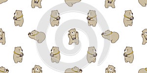 Bear seamless pattern polar bear vector panda cartoon isolated camera photographer wallpaper background