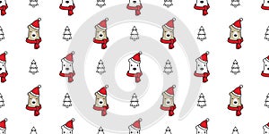 Bear seamless pattern vector Christmas tree polar bear Santa Claus hat scarf isolated cartoon illustration tile background repeat