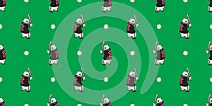 Bear seamless pattern vector polar bear teddy baseball wallpaper isolated background