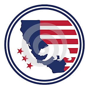 Bear silhouette with american flag emblem illustration. California state symbol vector illustration