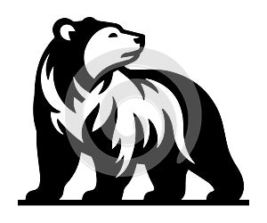 Bear silhouette in black and white, graphic vector illustration, isolated on white background photo