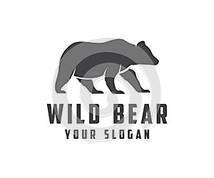 Bear silhouette, icon, modern symbol for graphic and web logo design. Grizzly bear or polar bear silhouette flat for animal.