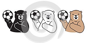 Bear soccer ball vector football polar Bear logo icon illustration cartoon character