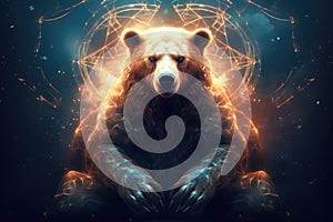 Bear spirit animal, ghostlike symbol fantasy protector against evil, symbol for beautiful inner strength and intelligence photo