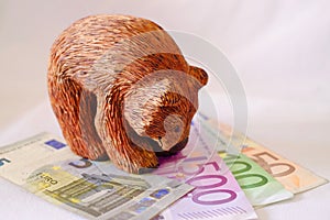 A bear standing over Euros