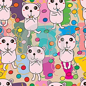 Bear sugar colorful seamless pattern