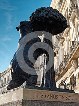 The bear symbol of Madrid. Statue of the Bear and the Strawberry Tree Oso y el Madrono Spain photo