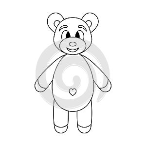 Bear. Teddy bear with a cute belly. Sketch. Vector illustration. Outline on an isolated white background. Coloring book.