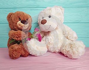 Bear toy flower present softness birthday wooden background decoration