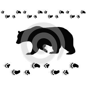 Bear tracks animal contour black