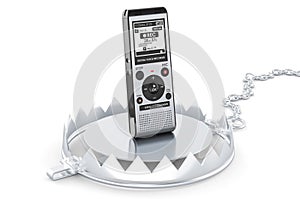 Bear Trap with digital voice recorder, 3D rendering