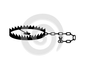 Bear trap isolated. Metal animal mantrap. vector illustration