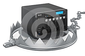 Bear Trap with NAS network-attached storage, 3D rendering photo