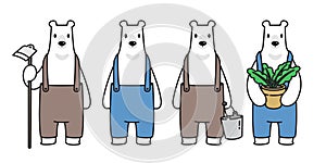 Bear vector Polar Bear farmer plant grow cartoon character icon logo illustration symbol doodle