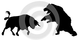 Bear Versus Bull Silhouette